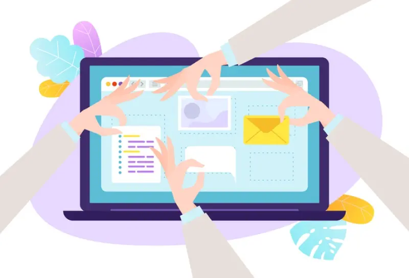 cartoon of building a website