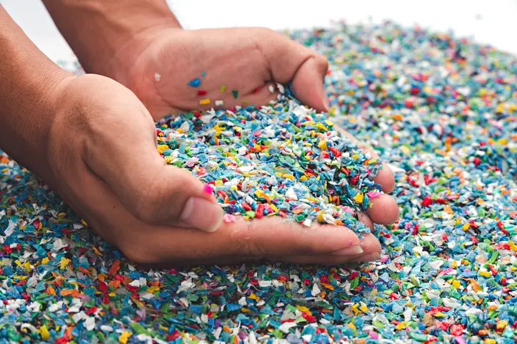 plastics microplastics in hands