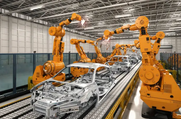 engineering cars automated machines building cars